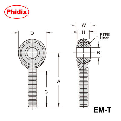 EM-T/EF-T Series 2-piece PTFE-lined rod Ends