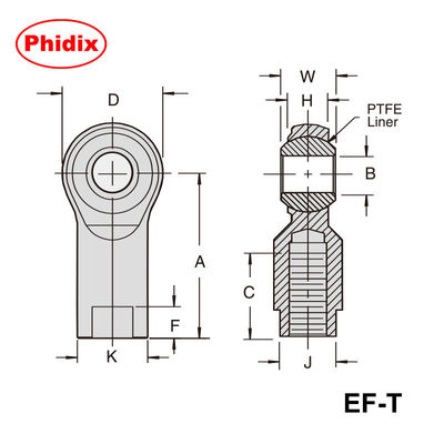 EM-T/EF-T Series 2-piece PTFE-lined rod Ends
