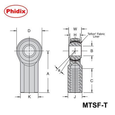 MTSM-T/MTSF-T Series PTFE Ends: bardzo precyzyjne łożyska niskiego konserwacji do automatyzacji i ciężkich maszyn
