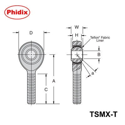 TSMX-T/TSFX-T PTFE-wyłożone końcówki prętów ciężkich