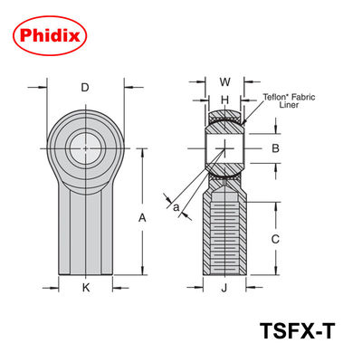 TSMX-T/TSFX-T PTFE-wyłożone końcówki prętów ciężkich