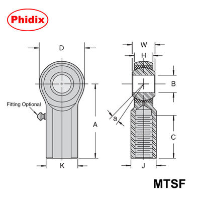 MTSM/MTSF serii metalowo-metalowe końcówki prętów.
